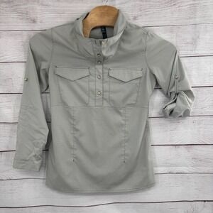 Mountain Hardwear Shirt Medium Pullover Roll-Up Sleeve Button Up Hiking Outdoors